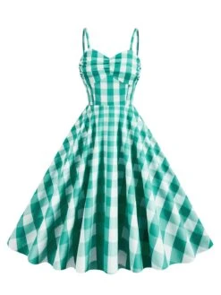 1950s Plaid Strap Swing Dress -BUNBUN Fancy Clothing Shop SCHL001478 G 1