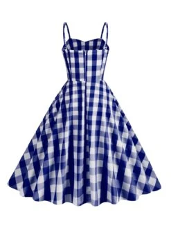1950s Plaid Strap Swing Dress -BUNBUN Fancy Clothing Shop SCHL001478 NB 2