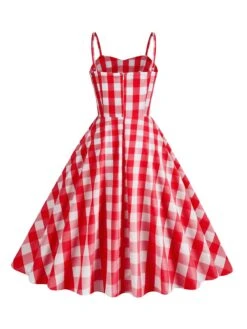 1950s Plaid Strap Swing Dress -BUNBUN Fancy Clothing Shop SCHL001478 R 2