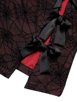 Deep Red 1960s Halloween Spider Web Dress -BUNBUN Fancy Clothing Shop SCHL001839 4 compressed