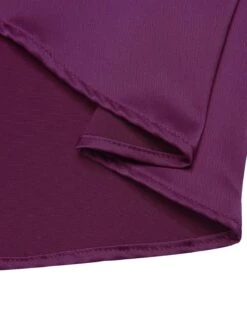 Dark Purple 1950s Lace Patchwork V-Neck Dress -BUNBUN Fancy Clothing Shop SCHL001840 4