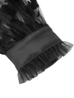 Black 1950s Halloween Bat Mesh Sleeved Dress -BUNBUN Fancy Clothing Shop SCHL002086 5