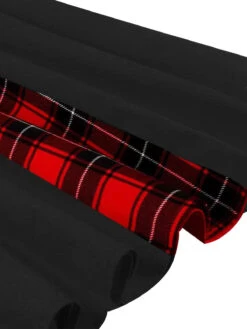 Red & Black 1950s Plaid V-Neck Dress -BUNBUN Fancy Clothing Shop SCHL002106 B 7