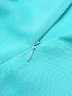 Turquoise 1930s Polka Dots Ruffles Dress -BUNBUN Fancy Clothing Shop SCHL002186 4