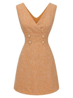 2PCS 1960s Orange Blouse & Tweed Mini Dress -BUNBUN Fancy Clothing Shop SCHL002241 5