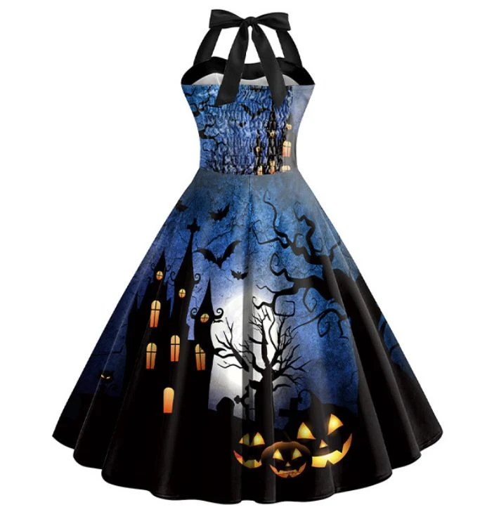 1950s Halloween Halter Waist Swing Dress 4 1950s Halloween Halter Waist Swing Dress - Image 2