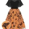 Black & Orange 1950s 3D Butterflys Cloak Dress -BUNBUN Fancy Clothing Shop SCHL002302 01 compressed