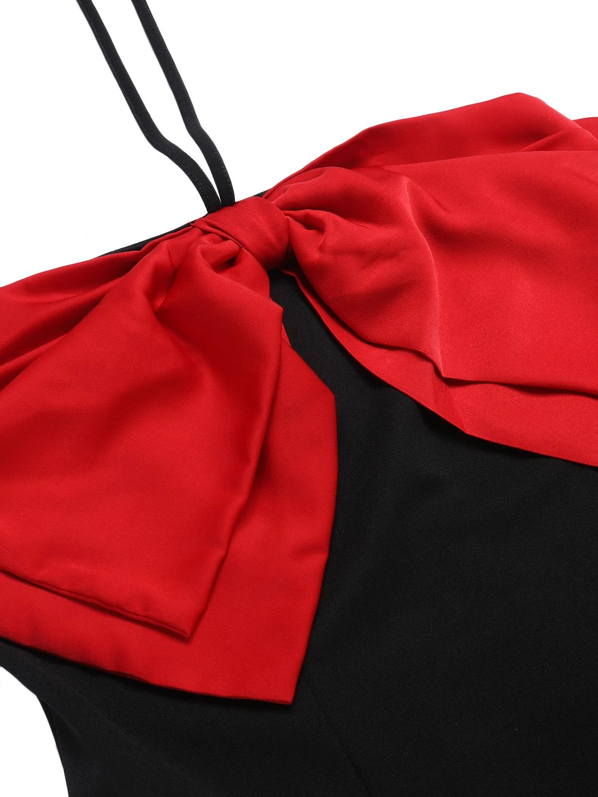 Black&Red 1960s Bow-knot Patchwork Wrap Dress 7 Black&Red 1960s Bow-knot Patchwork Wrap Dress - Image 5