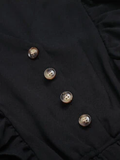 Black 1940s Solid Flying Sleeve Pleated Dress -BUNBUN Fancy Clothing Shop SCHL002328 4