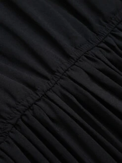 Black 1940s Solid Flying Sleeve Pleated Dress -BUNBUN Fancy Clothing Shop SCHL002328 5