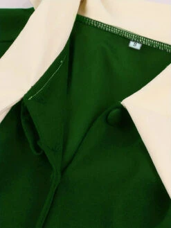 1940s Color Contrast Button Lapel Bow Dress -BUNBUN Fancy Clothing Shop SCHL002513 G 3