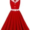 1950s Lapel Polka Dots Sleeveless Belted Dress -BUNBUN Fancy Clothing Shop SCHL002514 R 1 compressed