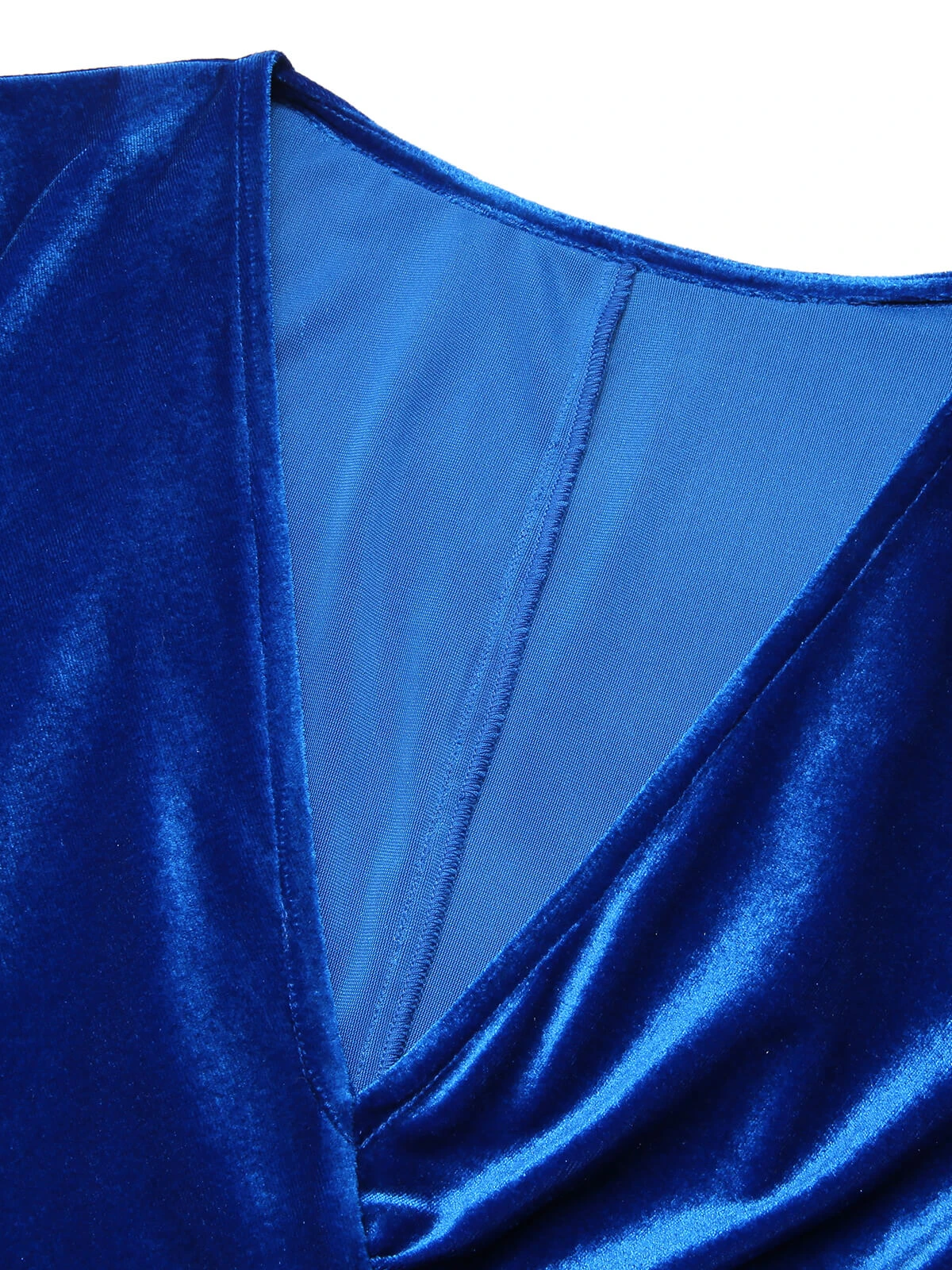 Dark Blue 1960s V-Neck Pleated Velvet Dress 7 Dark Blue 1960s V-Neck Pleated Velvet Dress - Image 5