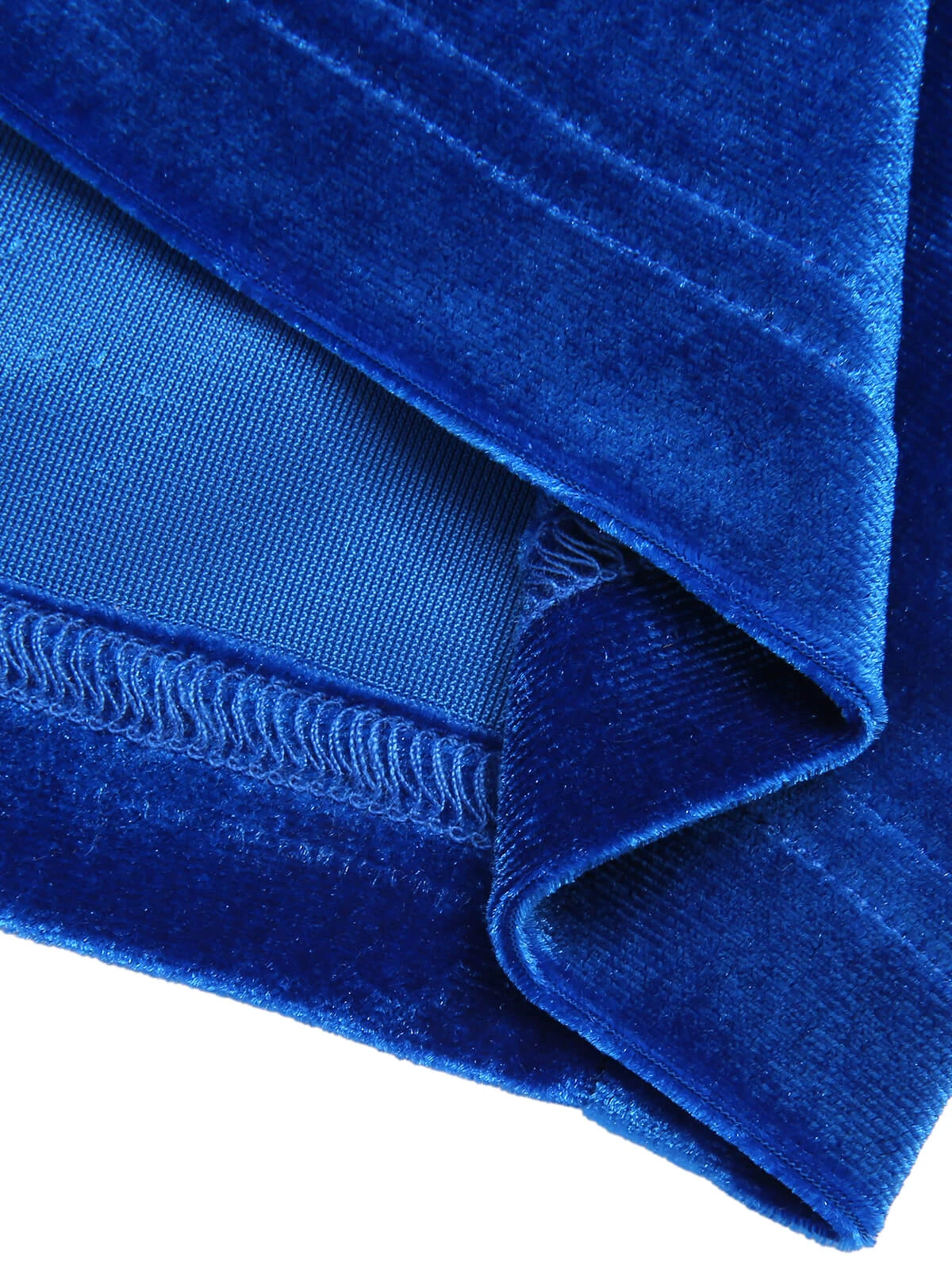 Dark Blue 1960s V-Neck Pleated Velvet Dress 9 Dark Blue 1960s V-Neck Pleated Velvet Dress - Image 7