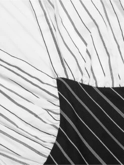 Black&White 1930s Striped Deep V-Neck Patchwork Dress 15 Black&White 1930s Striped Deep V-Neck Patchwork Dress -BUNBUN Fancy Clothing Shop SCHL002651 6