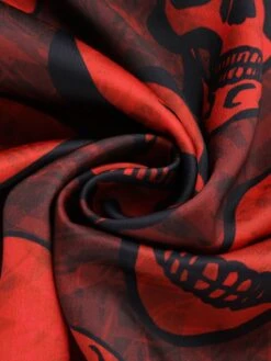 Deep Red 1960s Halloween Skull Halter Dress -BUNBUN Fancy Clothing Shop SCHL002786 6