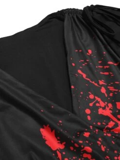 Black 1930s V-Neck Blood Handprint Fishtail Dress -BUNBUN Fancy Clothing Shop SCHL002794 4