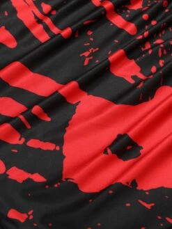 Black 1930s V-Neck Blood Handprint Fishtail Dress -BUNBUN Fancy Clothing Shop SCHL002794 5