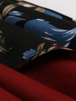 Deep Red 1950s Rose Strap Patchwork Dress -BUNBUN Fancy Clothing Shop SCHL002830 DER 6