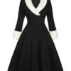 Black & White 1950s Christmas Lapel Dress 2 Black & White 1950s Christmas Lapel Dress -BUNBUN Fancy Clothing Shop SCHL003023 B 1 0abe6537 0106 47dc a49e 8c07de311a80