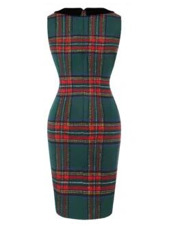 1960s Plaid Cloak Sleeve Velvet Collar Dress -BUNBUN Fancy Clothing Shop SCHL003078 5 compressed