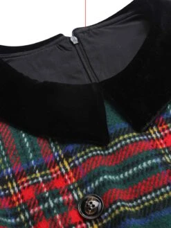 1960s Plaid Cloak Sleeve Velvet Collar Dress -BUNBUN Fancy Clothing Shop SCHL003078 8 compressed