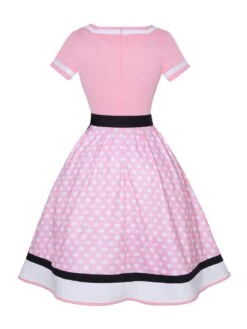 Multicolor 1950s Polka Dots Patchwork Belted Dress 13 Multicolor 1950s Polka Dots Patchwork Belted Dress -BUNBUN Fancy Clothing Shop SCHL003093 P 2