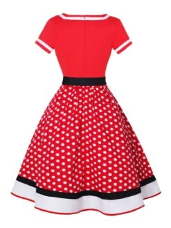 Multicolor 1950s Polka Dots Patchwork Belted Dress 15 Multicolor 1950s Polka Dots Patchwork Belted Dress -BUNBUN Fancy Clothing Shop SCHL003093 R 2