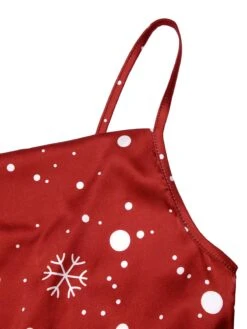 Red 1930s Christmas Strap Snowflake Mermaid Dress -BUNBUN Fancy Clothing Shop SCHL003107 4 compressed