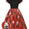 Red 1950s Christmas Plaid Santa Claus Dress -BUNBUN Fancy Clothing Shop SCHL003113 01 compressed