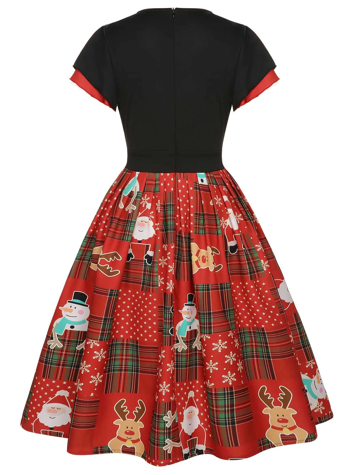 Red 1950s Christmas Plaid Santa Claus Dress 6 Red 1950s Christmas Plaid Santa Claus Dress - Image 4