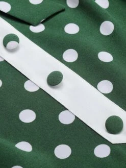 Green 1940s Polka Dot Bowknot Patchwork Dress 14 Green 1940s Polka Dot Bowknot Patchwork Dress -BUNBUN Fancy Clothing Shop SCHL003135 5