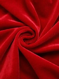 Red 1960s V-Neck Velvet Pleated Wrap Dress -BUNBUN Fancy Clothing Shop SCHL003144 TR 01 6