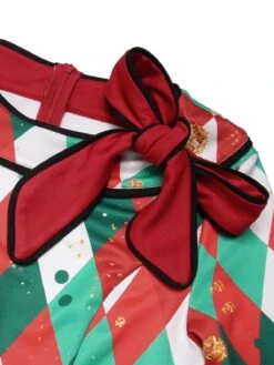 Red 1950s Christmas Plaids Bow Decor Dress -BUNBUN Fancy Clothing Shop SCHL003168 4 compressed f1a5fc81 70dd 4451 9046 3dbc2444f306