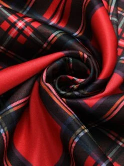 Red 1950s Christmas Plaid Off-Shoulder Dress -BUNBUN Fancy Clothing Shop SCHL003169 5