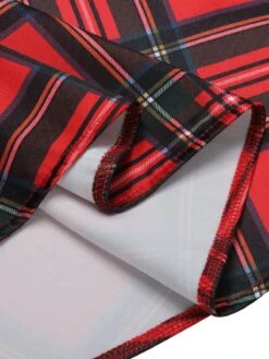 Red 1950s Christmas Plaid Off-Shoulder Dress -BUNBUN Fancy Clothing Shop SCHL003169 6