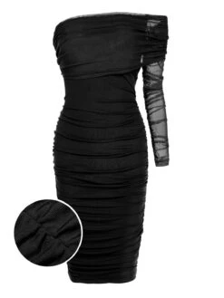 1960s Solid Mesh Pleated Hip Dress -BUNBUN Fancy Clothing Shop SCHL003208 01 d80bfe23 485d 4bba bd3f 80e00b7441f4