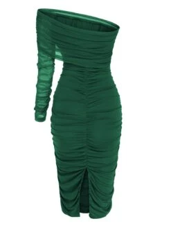 1960s Solid Mesh Pleated Hip Dress -BUNBUN Fancy Clothing Shop SCHL003208 3