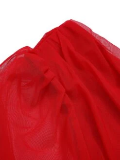 Red 1950s Sheer Sleeve Mesh Dress -BUNBUN Fancy Clothing Shop SCHL003209 5