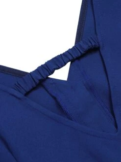 2Pcs Blue 1950s Tie Neck Stripes Blouse & Ruffles Vest Dress -BUNBUN Fancy Clothing Shop SCHL003232 SCHL003233 4 compressed