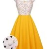 Yellow 1950s Polka Dots Button Dress -BUNBUN Fancy Clothing Shop SCHL003276 01 compressed