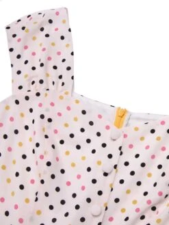 Yellow 1950s Polka Dots Button Dress -BUNBUN Fancy Clothing Shop SCHL003276 4 compressed