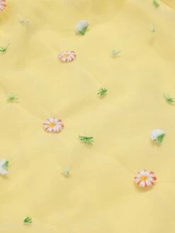 Yellow 1950s V-Neck Daisy Mesh Dress -BUNBUN Fancy Clothing Shop SCHL003291 5 compressed