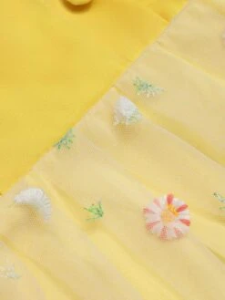 Yellow 1950s V-Neck Daisy Mesh Dress -BUNBUN Fancy Clothing Shop SCHL003291 6 compressed