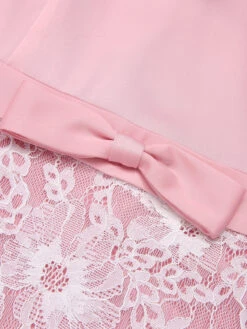 Pale Pink 1950s Solid Lace Patchwork Dress -BUNBUN Fancy Clothing Shop SCHL003298 5