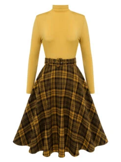 2PCS Yellow 1950s Short Coat & Plaid Dress -BUNBUN Fancy Clothing Shop SCHL003331 1 4f47afbf 8d27 48a8 9123 bf7186d75cec