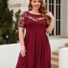 [Plus Size] 1940s Hollow Lace Solid Dress -BUNBUN Fancy Clothing Shop SCHL003395 WR 1 2