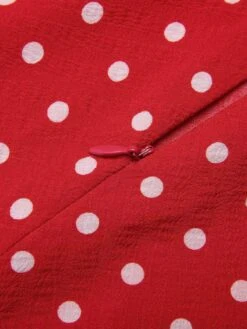 Red 1950s Off-Shoulder Polka Dots Belted Dress -BUNBUN Fancy Clothing Shop SCHL003434 6