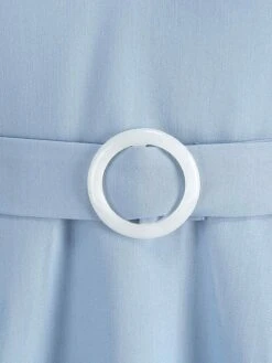 1950s Solid Contrast V-Neck Swing Dress -BUNBUN Fancy Clothing Shop SCHL003467 BL 4