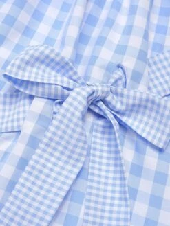 Blue 1950s Spaghetti Strap Plaids Bow Decor Dress -BUNBUN Fancy Clothing Shop SCHL003473 5 compressed